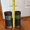 Pair of Tokanabe Pottery Vases With Enamel Band - 6