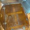 Mahogany Glass Top Butlers Tray Table - 4