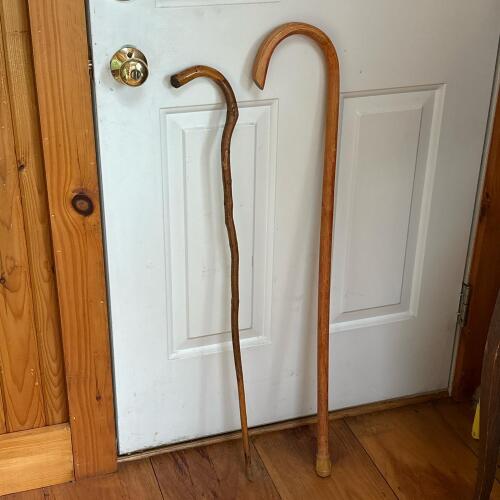 Pair of Wooden Walking Canes - Rustic and Classic