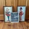 Pair of Framed Paint-by-Number Girl Portraits with Ballet Print