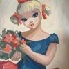 Pair of Framed Paint-by-Number Girl Portraits with Ballet Print - 8