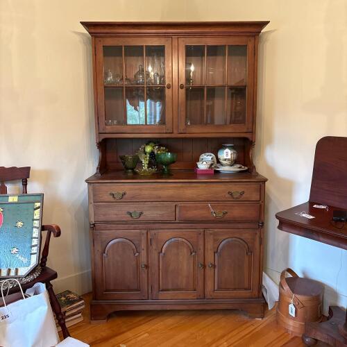 Wood China Cabinet with Glass Doors and Drawers