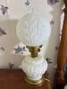 Electric Milk Glass Lamp With Embossed Floral Globe