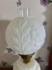 Electric Milk Glass Lamp With Embossed Floral Globe - 3