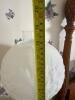 Electric Milk Glass Lamp With Embossed Floral Globe - 5