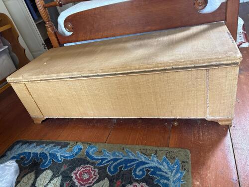 Woven Trunk With Hinged Lid and Interior Divider