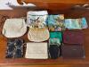 Assorted Small Purses, Clutches, and Floral Handkerchiefs