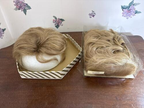 Two Vintage Blonde Synthetic Wigs