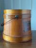 Wooden Apple Sauce Pail with Fabric Trim and Buttons - 4