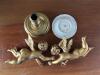 Gilt Cherub Wall Plaques, Brass Candlestick, Limoges Ashtray - 2