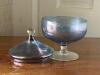 Iridescent Blue Art Glass Covered Compote Dish - 3