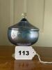 Iridescent Blue Art Glass Covered Compote Dish - 8