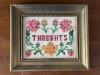 Framed Floral Cross-Stitch Sampler in Gold Tone Frame 6.5" x 5 .75"