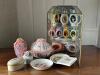 Decorative Eggs, Glass Display Case and Peter Rabbit mini plate