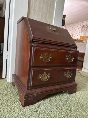 Vintage Mahogany-Style Slant Front Desk Organizer