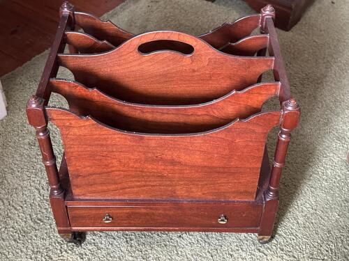 Mahogany Canterbury Magazine Rack in Traditional Style