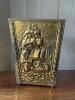 Brass-Style Embossed Metal Wastebasket
