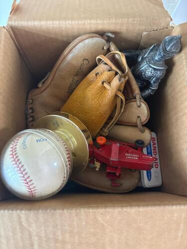 Assorted Vintage Toys, Signed Baseball, Glove, and Novelty Items