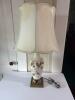Table Lamp With Embossed Leaf Motif and Fabric Shade