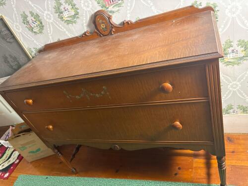 Antique-Style Wooden Dresser With Floral Decoration