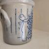 Salmon Falls Stoneware Crock with Blue Folk Art Design - 2
