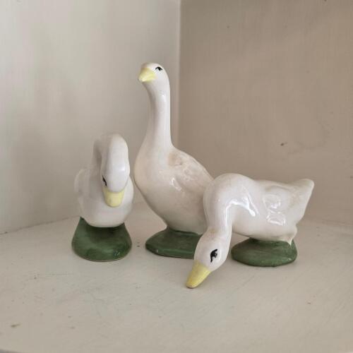 Ceramic Goose Figurines in the Mid-Century Style
