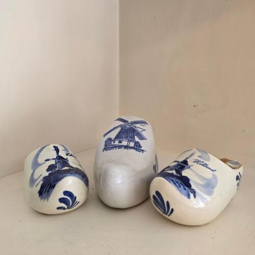 Delft-Style Ceramic Clog Ashtrays With Windmill Motif
