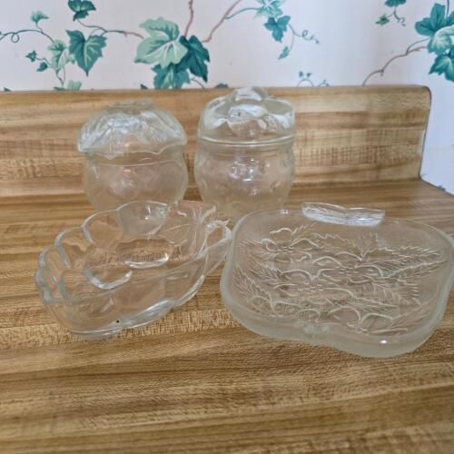 Pair of Frosted Glass Apple-Form Covered Dishes