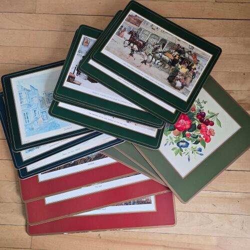 Assorted Pimpernel English Cork-Backed Placemats, Multicolor Designs