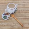 Maille Dijon Pottery Mustard Jar With Spoon, Hand-Painted Grapes - 2