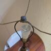 Pair of Brass and Glass Table Lamps with Drum Shades - 8