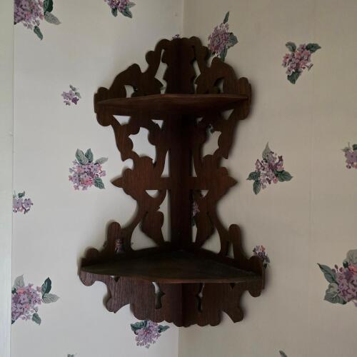 Victorian-Style Wooden Corner Wall Shelf