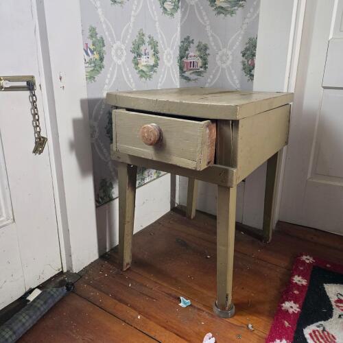 Primitive Single Drawer Painted Side Table