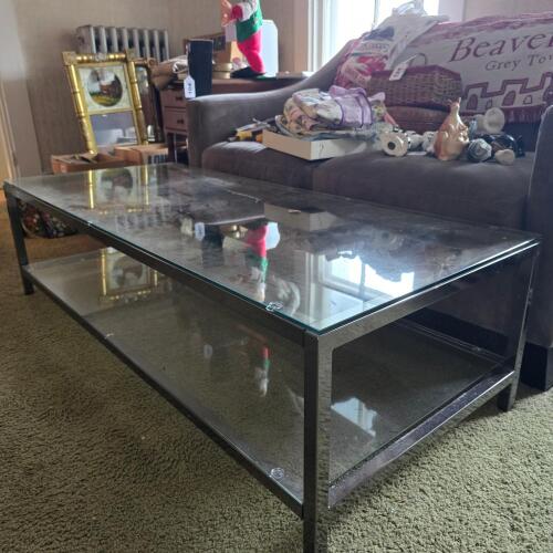 Glass and Metal Modern Coffee Table