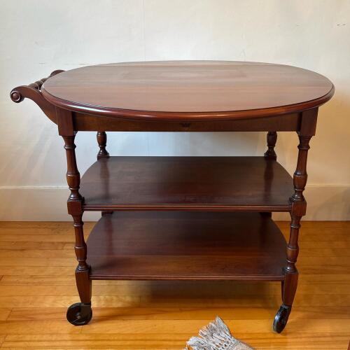 Vintage Fluehr's Drop Leaf Wooden Tea Cart