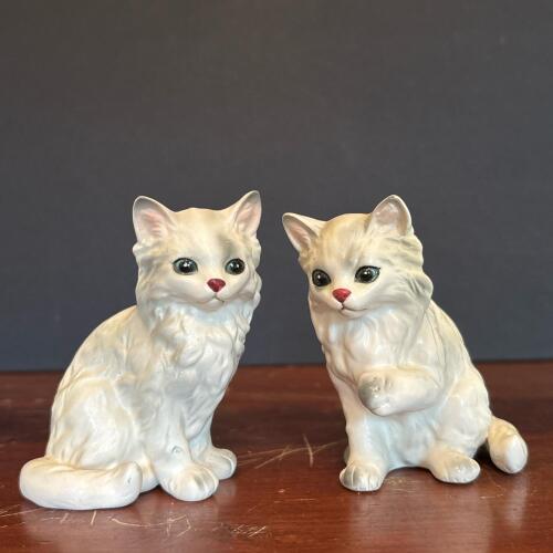 Pair of Lefton White Cat Figurines