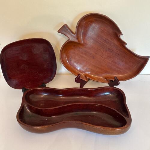 Three Vintage Wooden Serving Trays