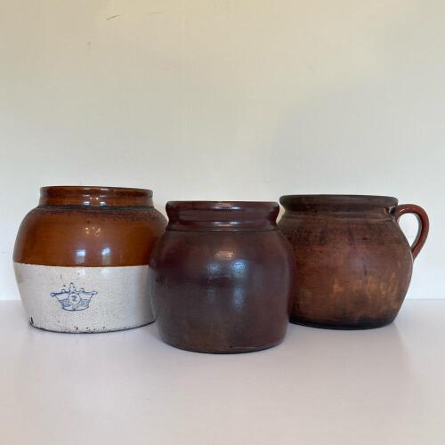 Three Vintage Stoneware Crocks