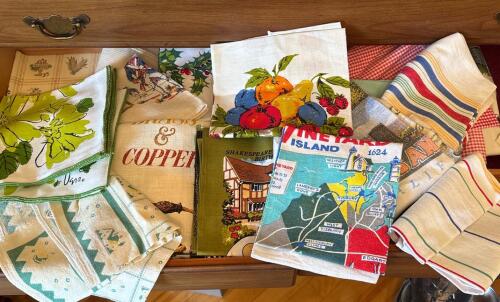 Vintage Kitchen Linens & Printed Tea Towels
