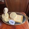 Ornate Oval Vanity Mirror Tray & Plastic Vanity Set - 6
