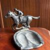 Jockey on Horse Cast Metal Horseshoe Ashtray