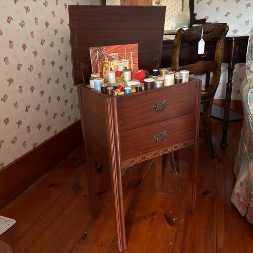 Vintage Pop-Up Sewing Stand with Inlay Detailing