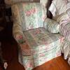 Floral Upholstered Club Chair, Yellow Velvet Beneath