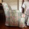 Floral Upholstered Club Chair, Yellow Velvet Beneath - 3