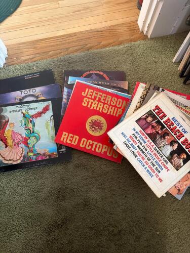 Assorted Classic Rock Vinyl Records Albums Collection