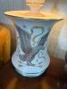 Porcelain Table Lamp With Eagle Motif and Drum Shade - 4