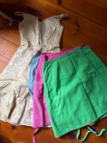 Assorted Vintage Dresses and Wrap Skirts, Mixed Fabrics