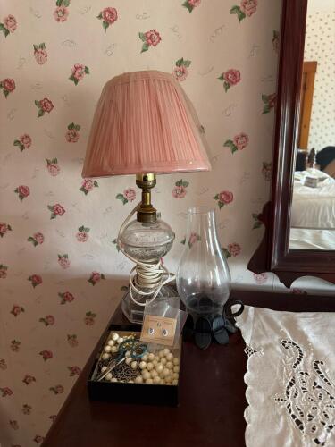 Glass Hurricane Lamp and Vintage Lot