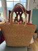 Woven Straw Tote Bag With Floral Print Lining - 2