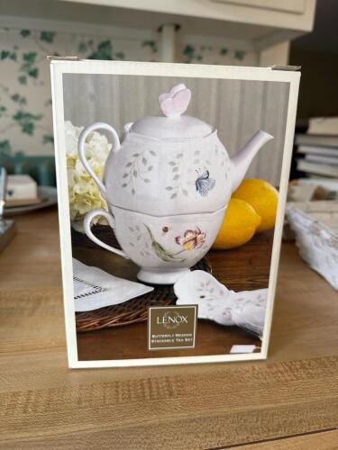 Lenox Butterfly Meadow Stackable Tea Set with Teabag Holder